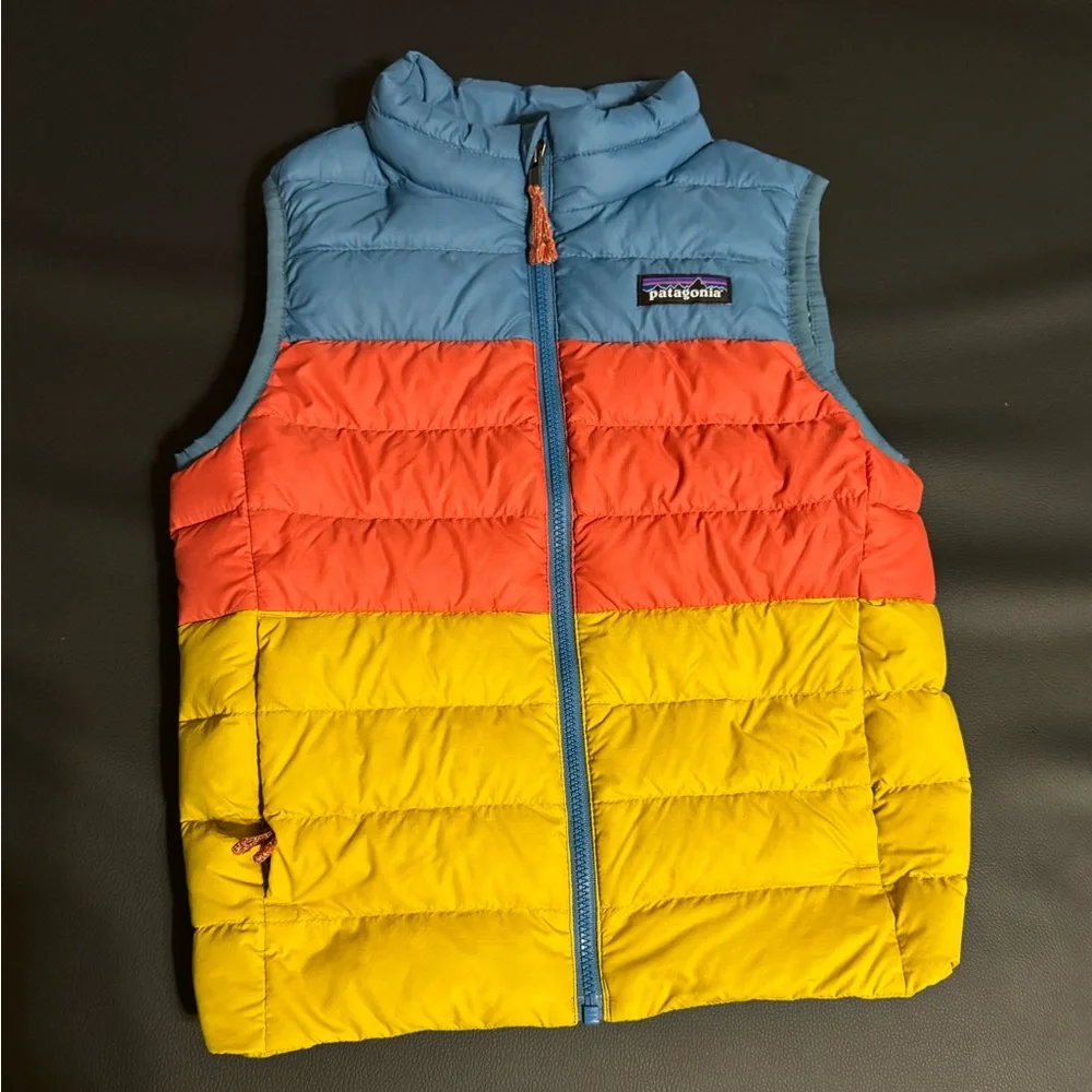 Patagonia Kids' Blue, Orange, and Yellow Vest - Picture 1 of 5
